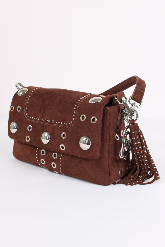 Tracolla Camoscio Maxi Borchie Brown-7