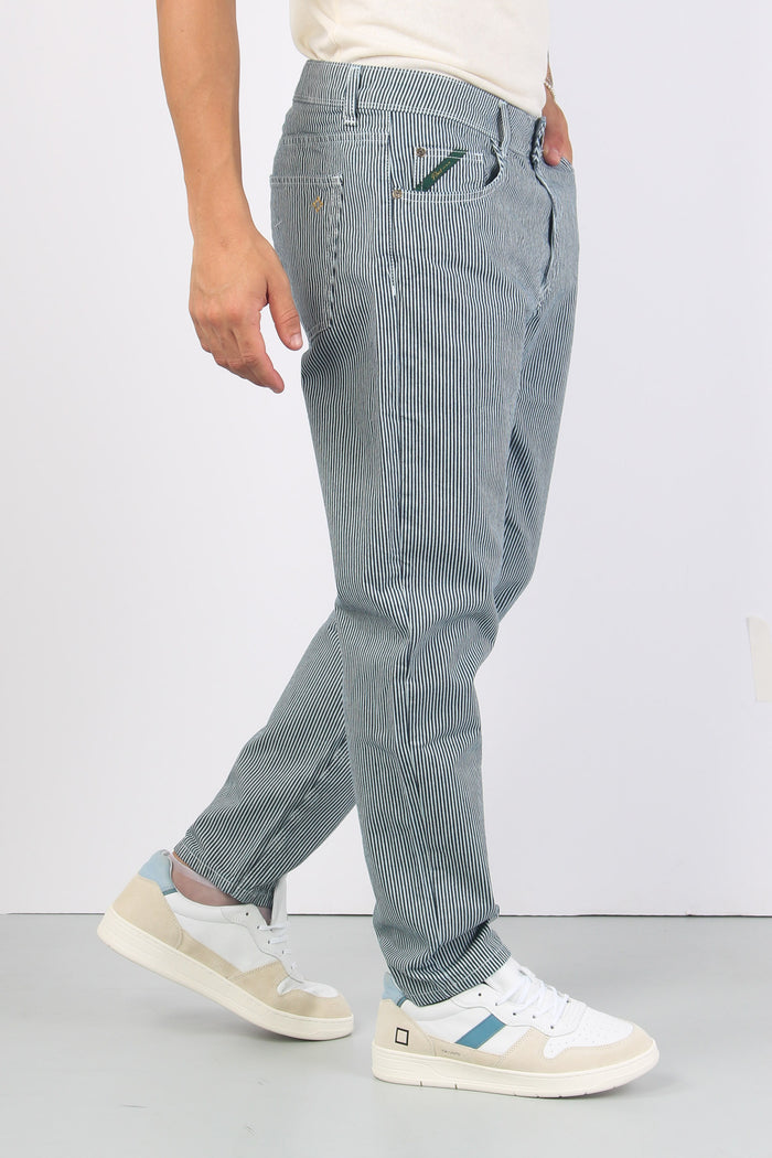 Pantalone Cropped Righe Blu/grigio-7