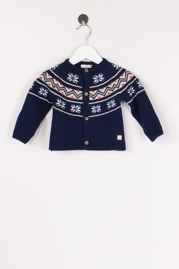 Cardigan Fantasia Norvegese Blu/latte/beige