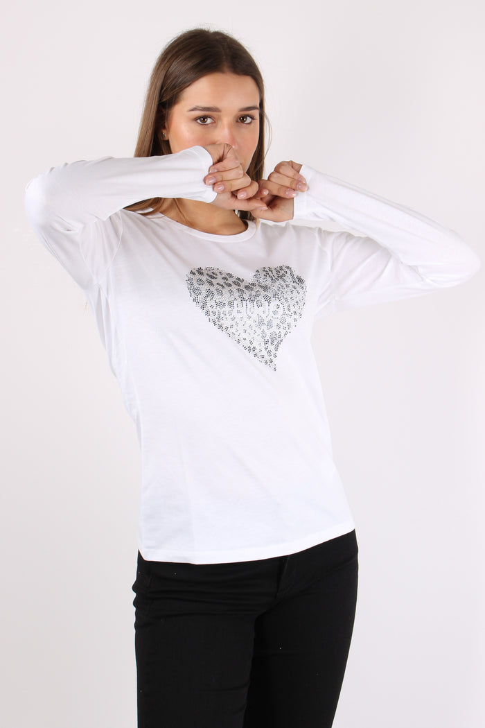 T-shirt Cuore Pois Bianco/heart-7
