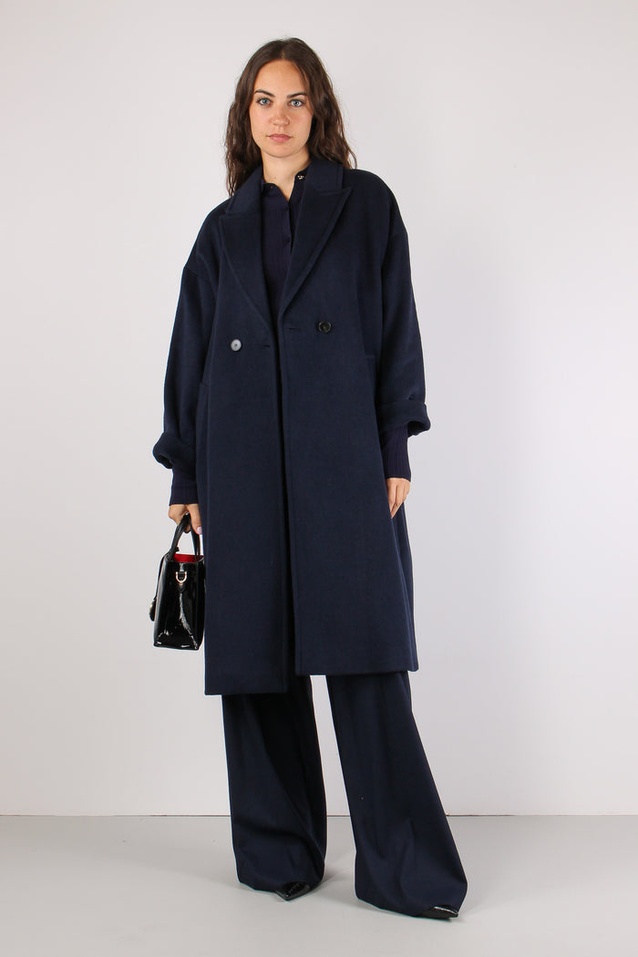 Mllsaggio Cappotto Lana Cintur Navy