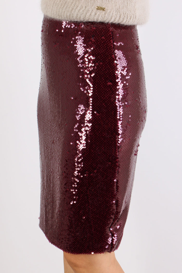 Ava Gonna Tubo Paillettes Bordeaux-7