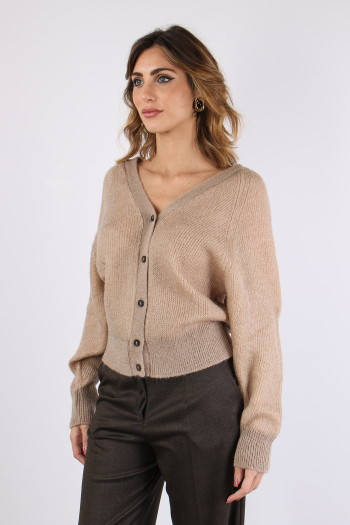 Cardigan Bottoni Schiena Cristal Grey-3
