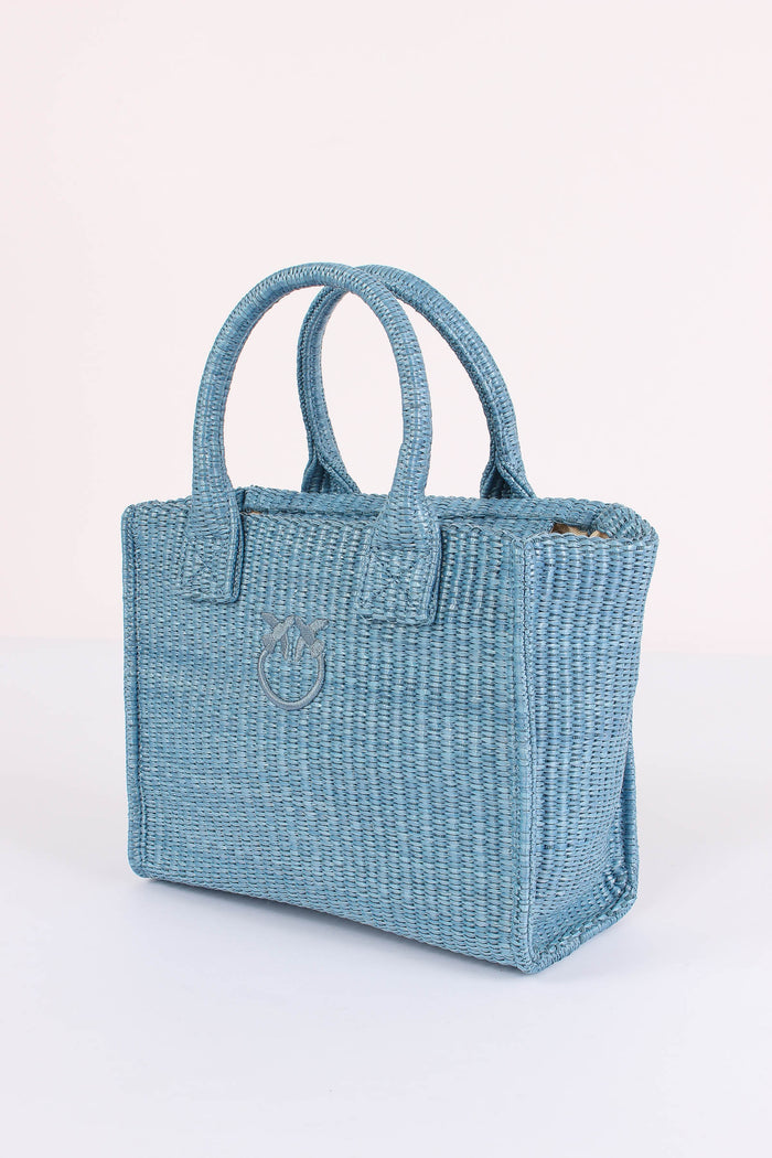 Mini Shopping Beach Rafia Light Blue-4