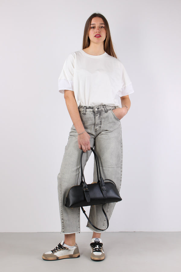 T-shirt Manica Fondo Popeline Panna