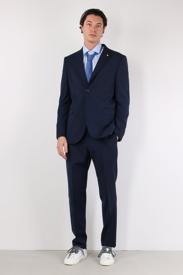 Abito Misto Lana Slim Blu