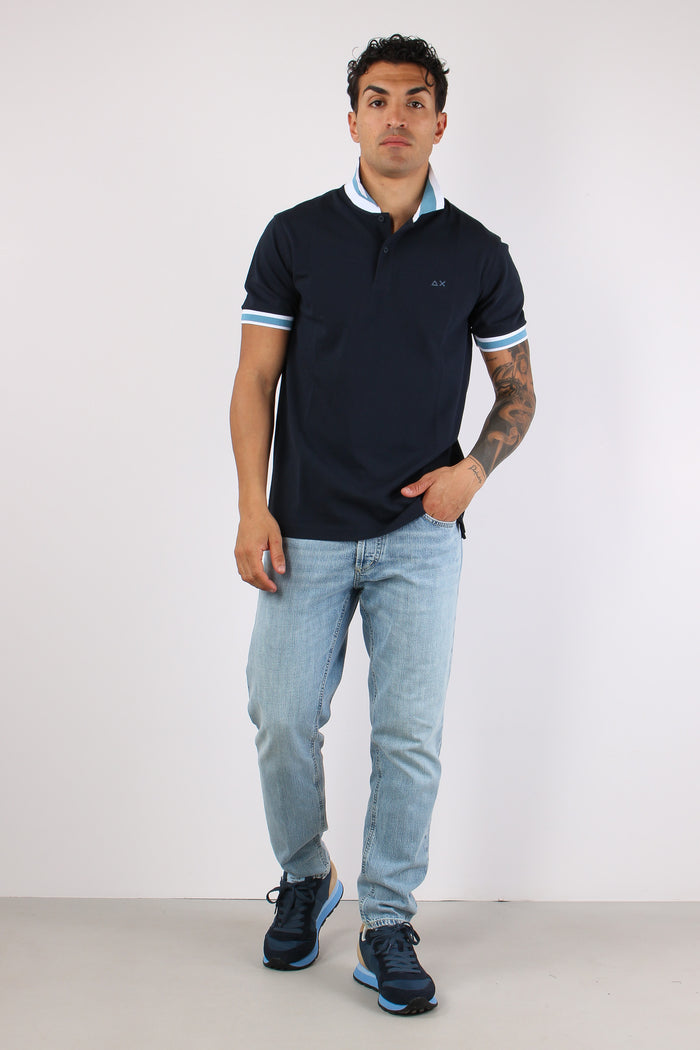 Polo Collo Bicolor Blue Navy-5