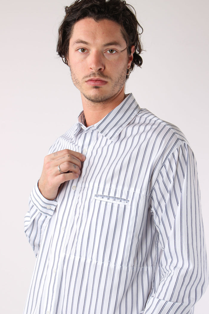 Barca Camicia Riga Tasca Blu/bianco-7