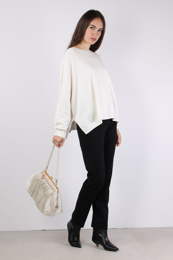 Maglia Girocollo Viscosa Off White-7