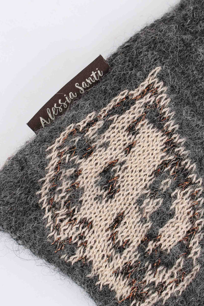 Scaldacollo Fantasia Fiori Grigio/beige-4