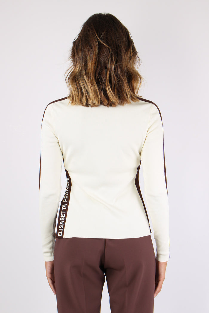 Maglia Tricot Spacchi Milk/coffee-5