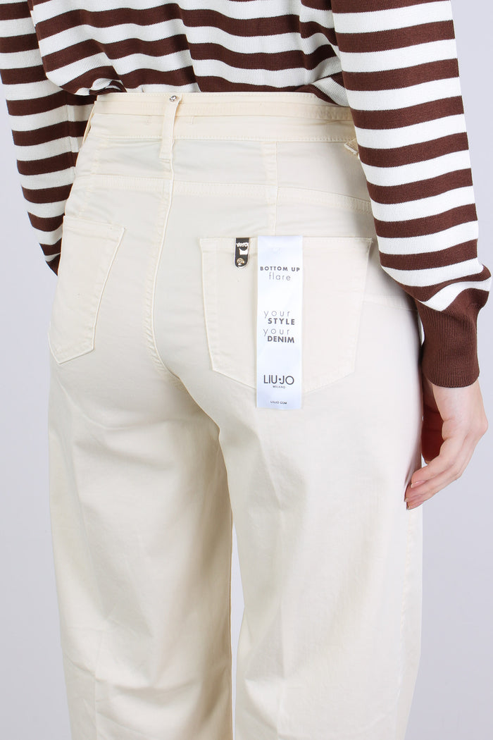 Pantalone Palazzo Cotone Panna-8