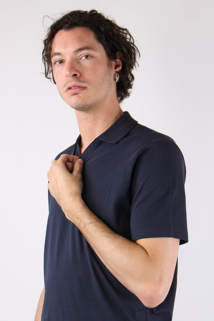 Polo Derby Cotone Blu Navy-7
