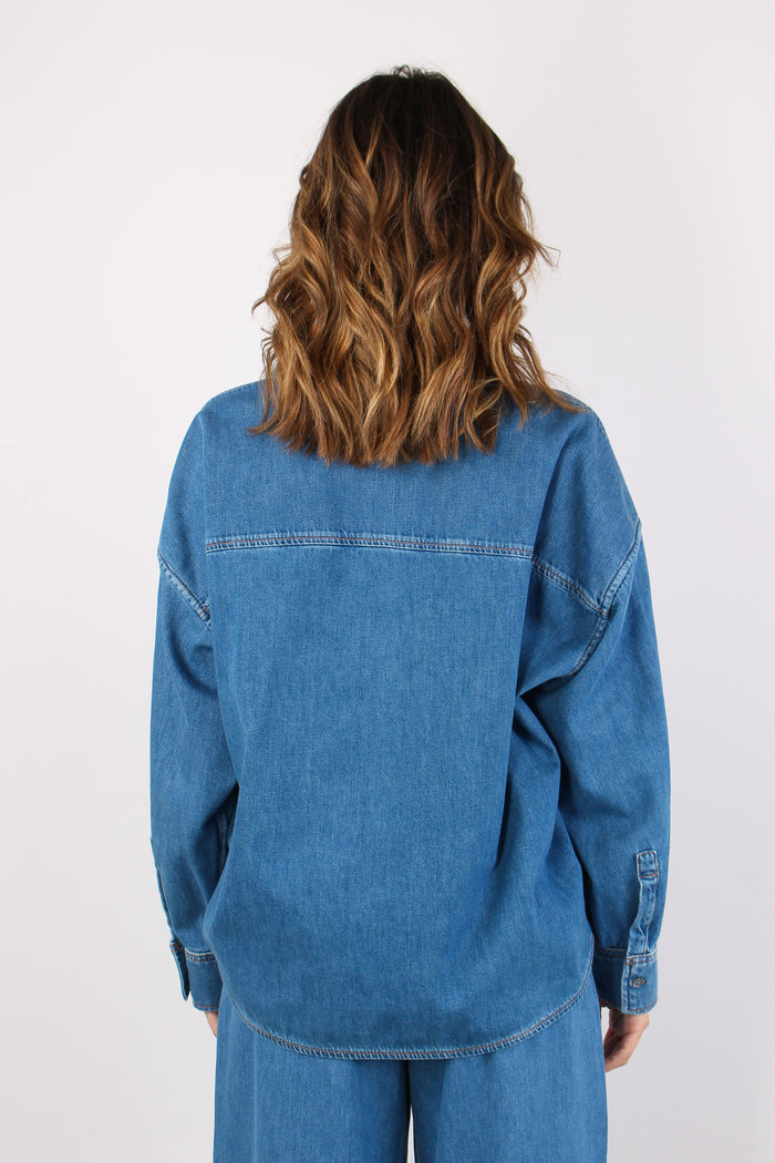 Wkdfoggia Camicia Over Denim Indaco Medio-6