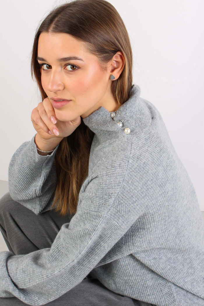 Maglia Collo Alto Grey Melange-7