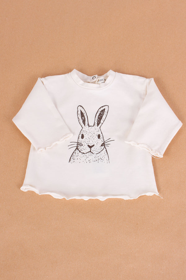 T-shirt Stampa Coniglio Naturale