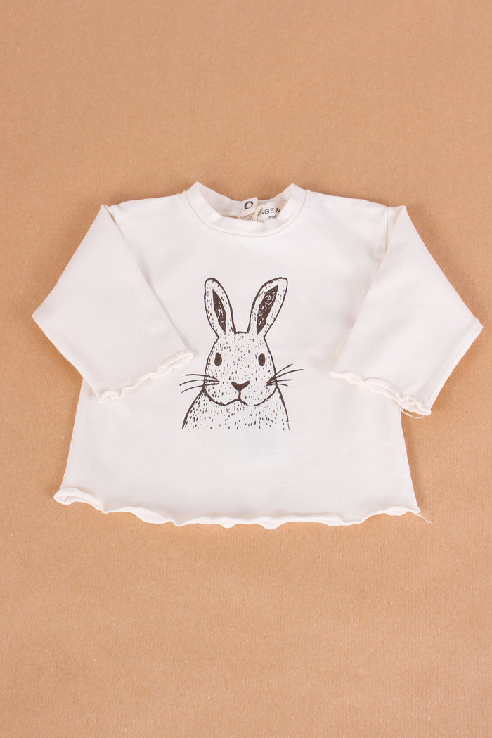 T-shirt Stampa Coniglio Naturale