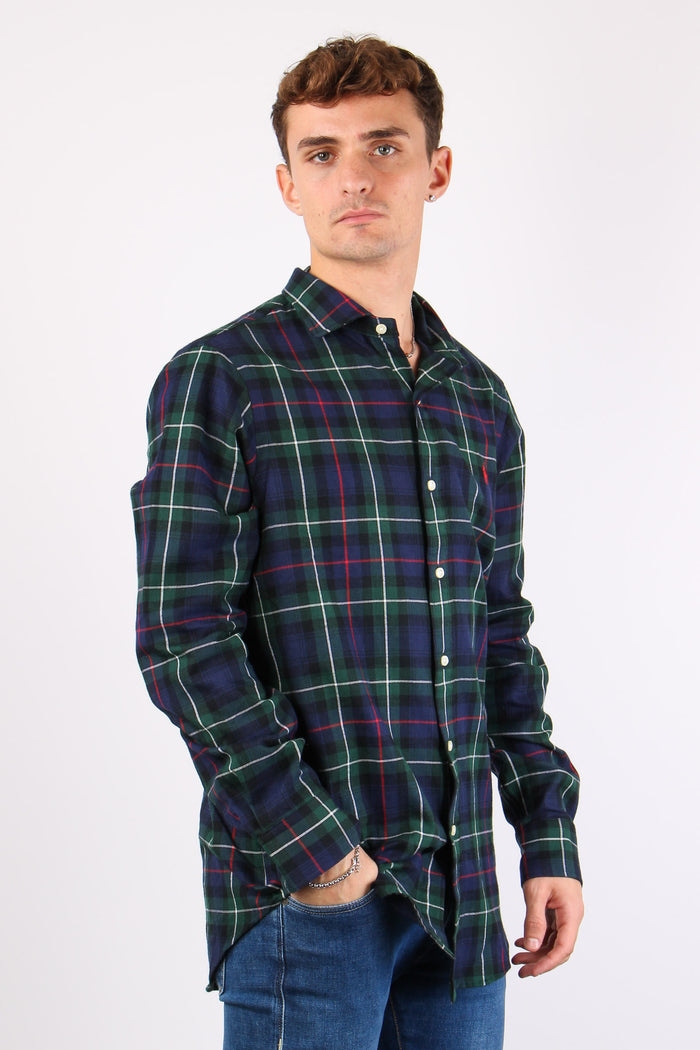 Camicia Check Twill Evergreen/red-4