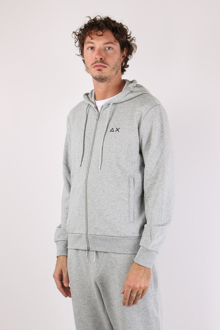 Felpa Full Zip Cappuccio Grigio-3