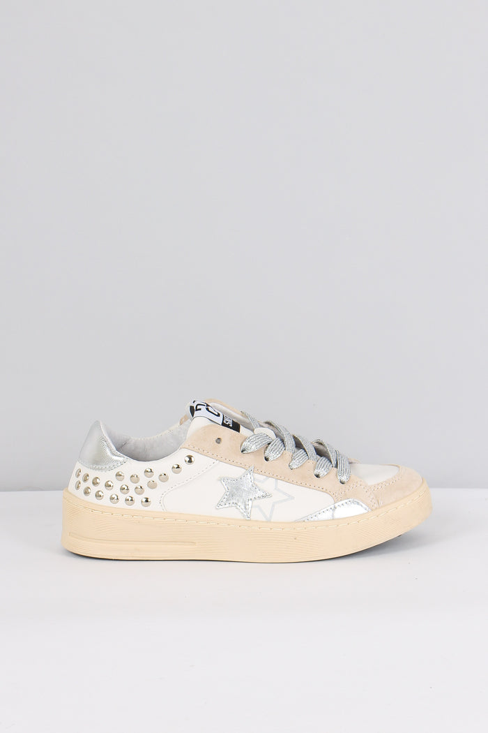 Sneakers Enjoy Star Borchie Bianco/argento