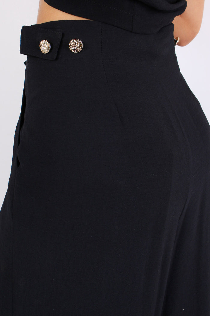 Pantalone Bottoni Gioiello Nero-8