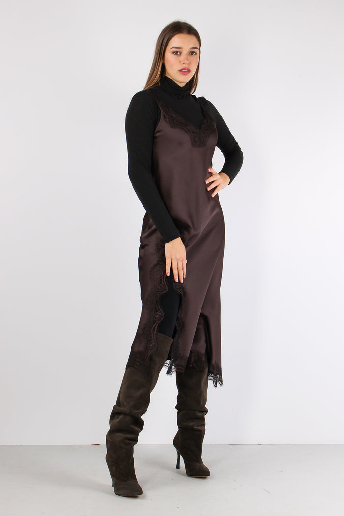 Abito Sbieco Inserti Pizzo Moro-4