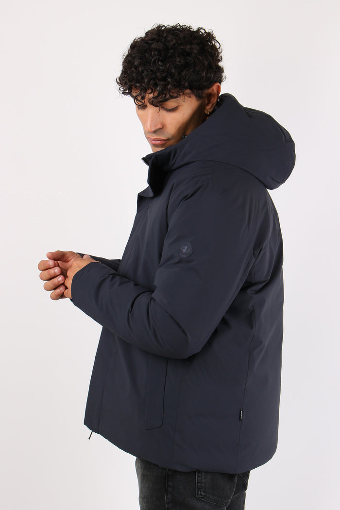 Obione Giubbotto Corto Tessuto Blue Black-6