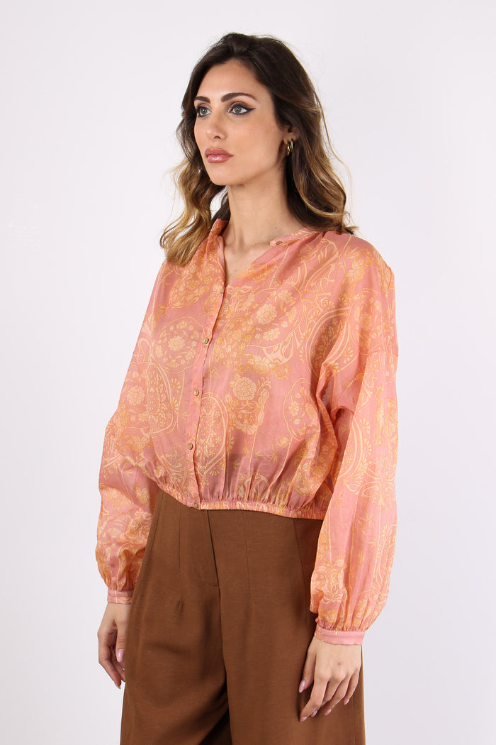 Camicia Mussola Stampa Rosa/giallo-3