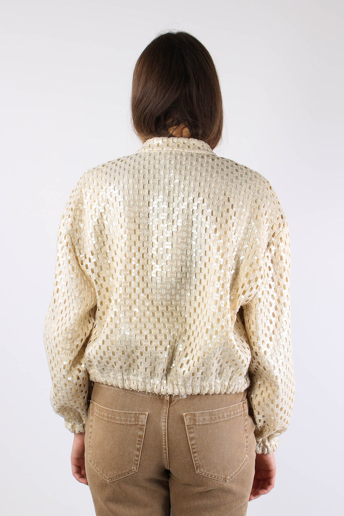 Giubbotto Rete Paillettes Panna-6