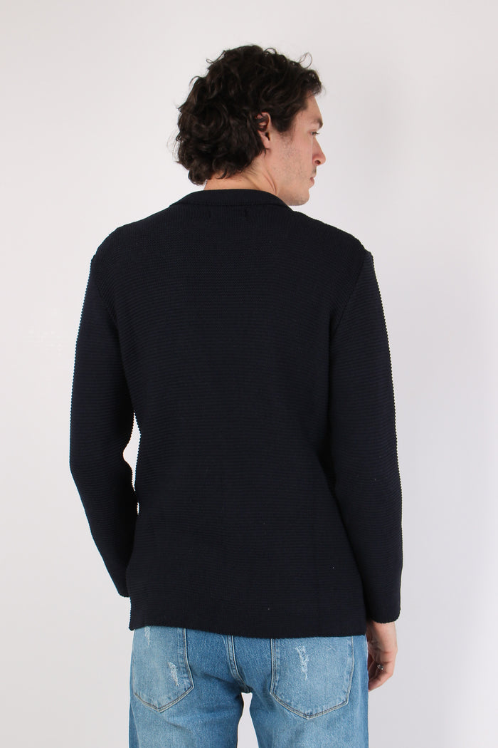 Giacca In Maglia Blu Navy-5