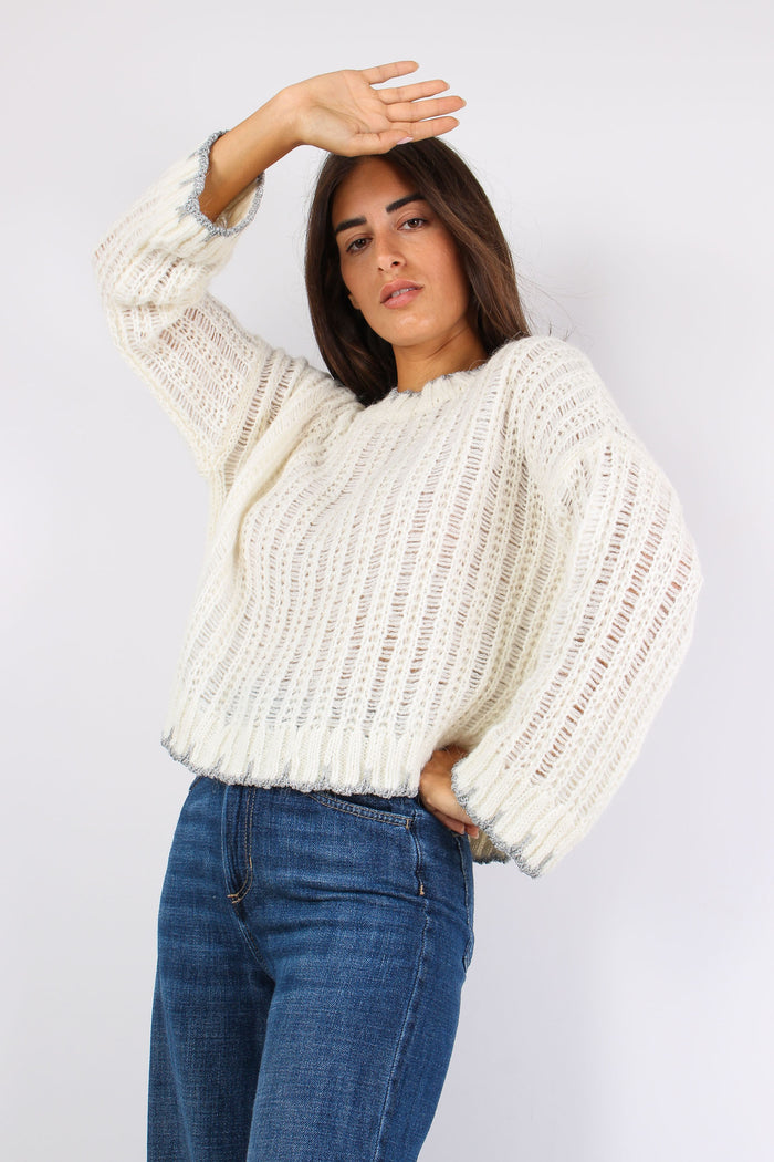 Jonan Maglia Traforata Banda L Latte-9