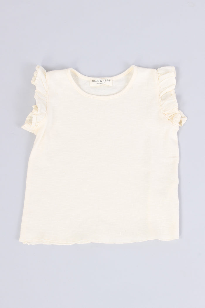 T-shirt Volant Spalla Latte-3