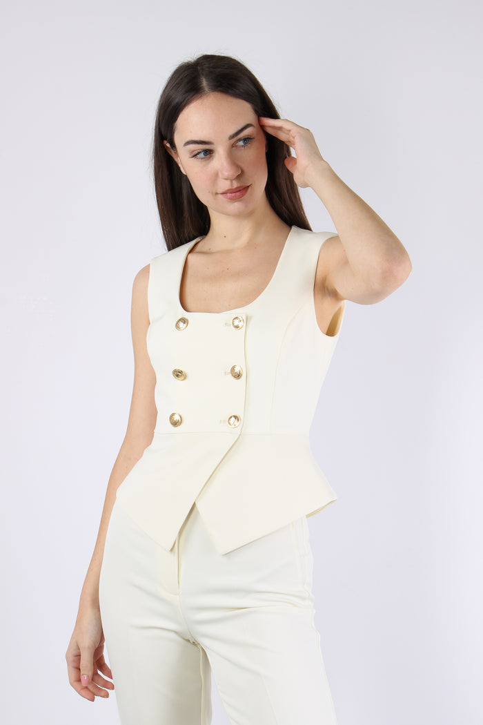 Top Doppiopetto Bottoni Oro New Milk-2