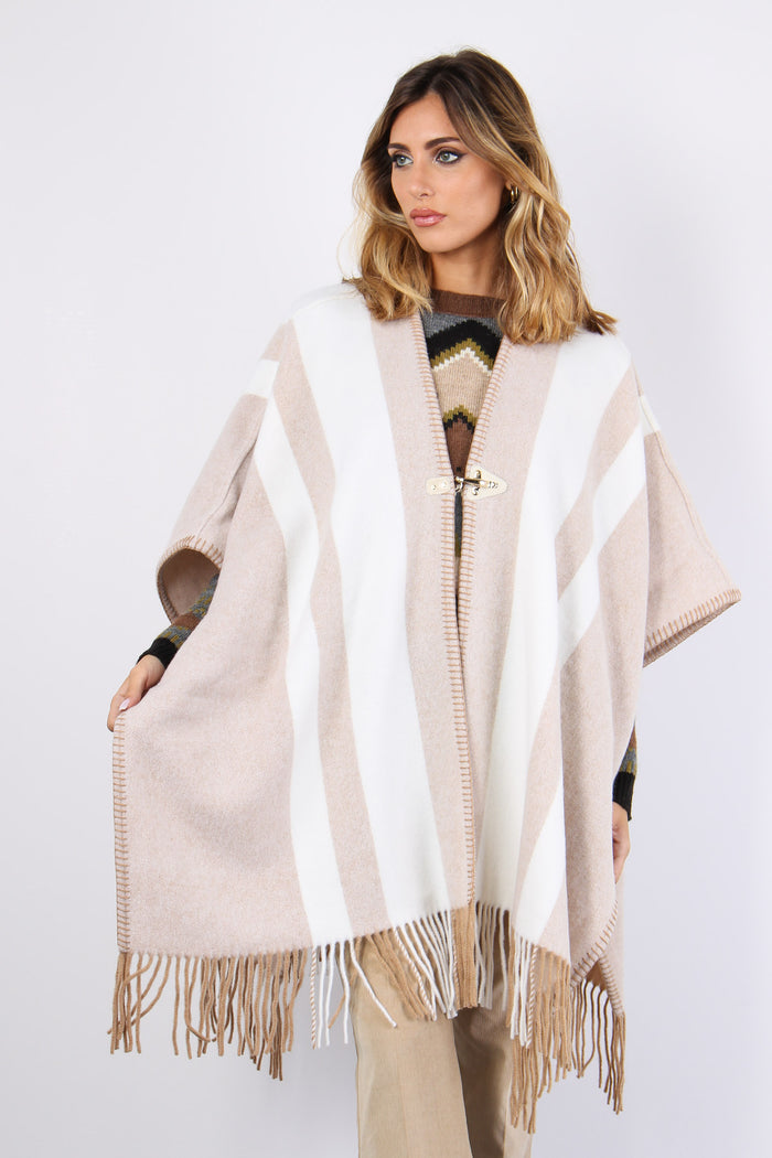 Cappotto Inserto Frange Cangio Beige-7