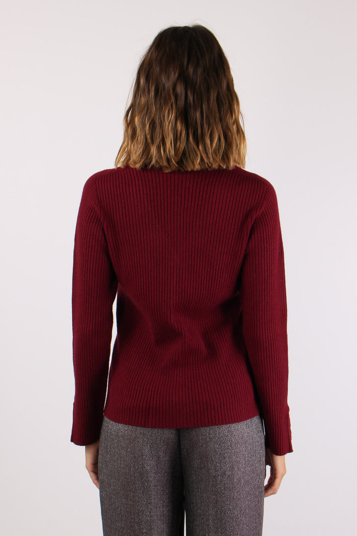 Cardigan Costina Pizzo Manica Bordeaux-5