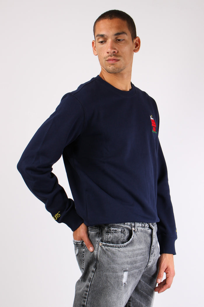 Felpa Logo Piccolo Laterale Navy Blue-6
