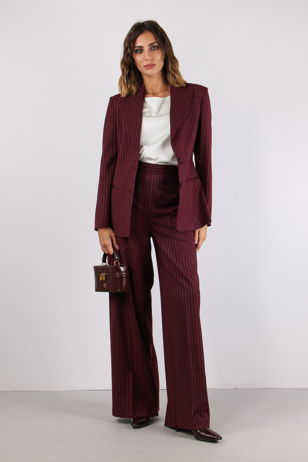 Pantalone Palazzo Gessato Bordeaux