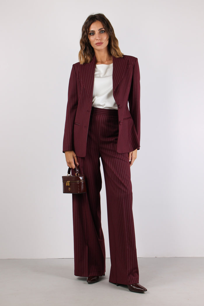 Pantalone Palazzo Gessato Bordeaux