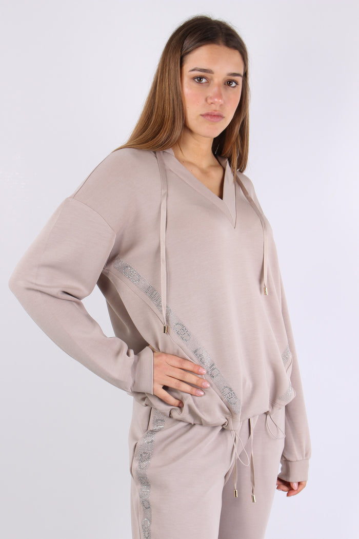 Felpa V Inseerto Strass Champagne-3