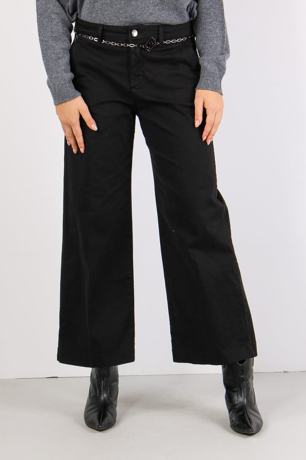 Pantalone Palazzo Cintura Nero-2