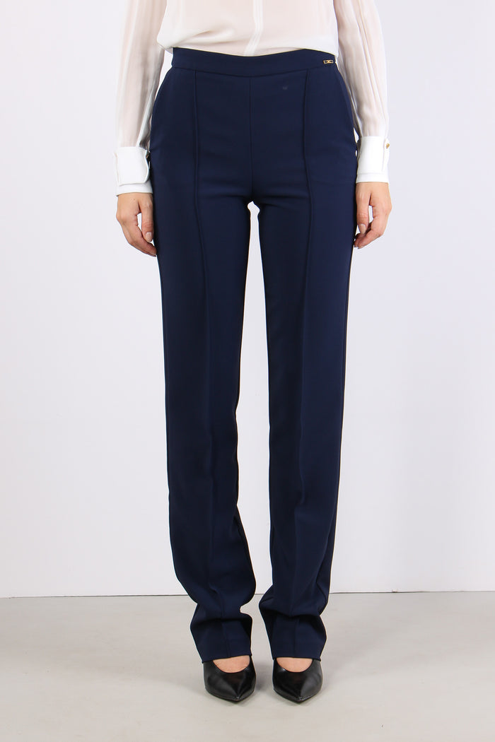 Pantalone Slim Fit Crepe Blu Notte-2