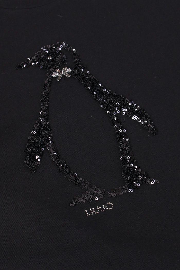 T-shirt Ml Stampa Nero/penguin-10