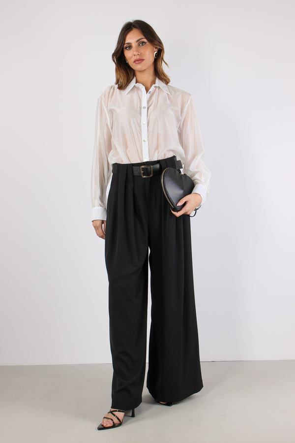 Camicia Over Mussola Strass Bianco
