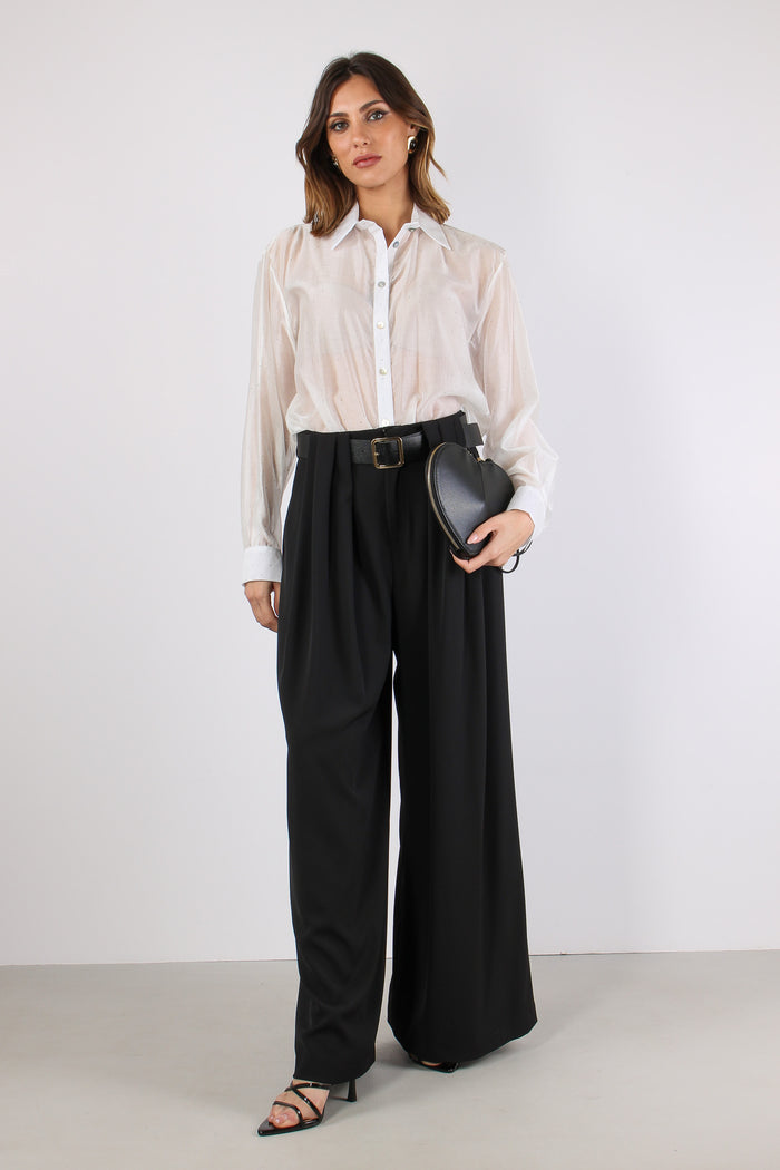 Camicia Over Mussola Strass Bianco