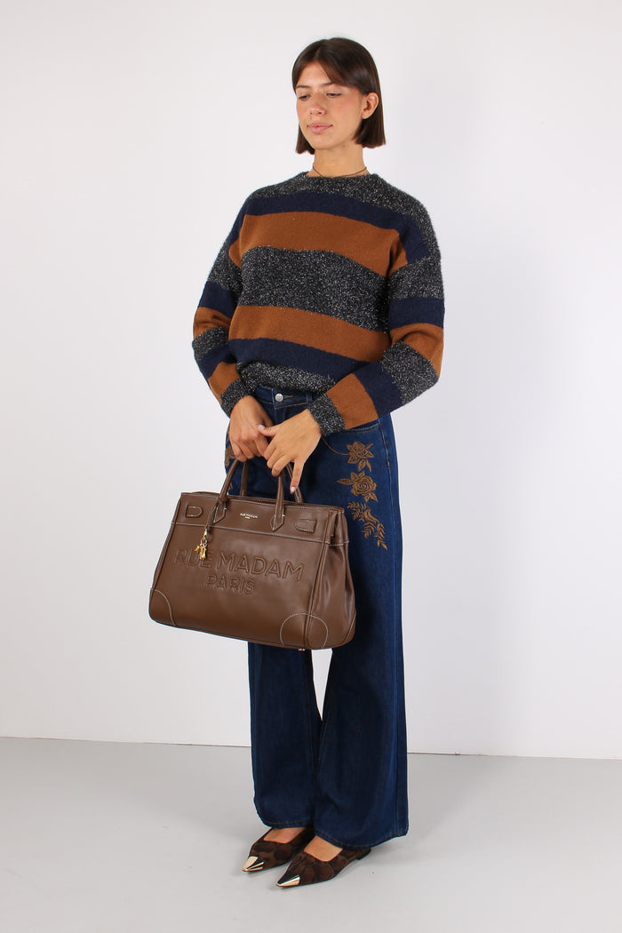 Maglia Riga Lurex Cuoio/blu-4