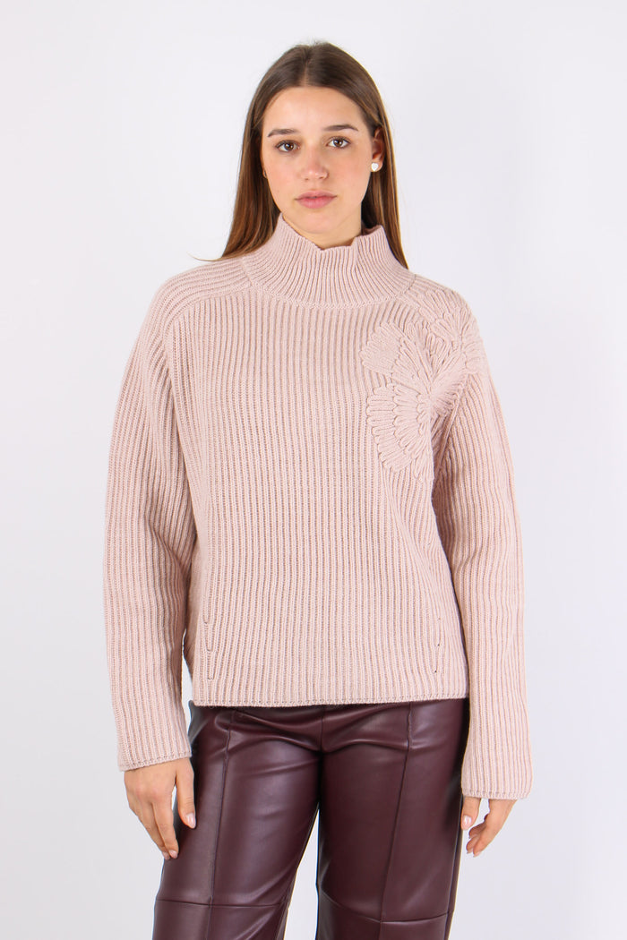 Maglia Collo Alto Pink Poudre-4