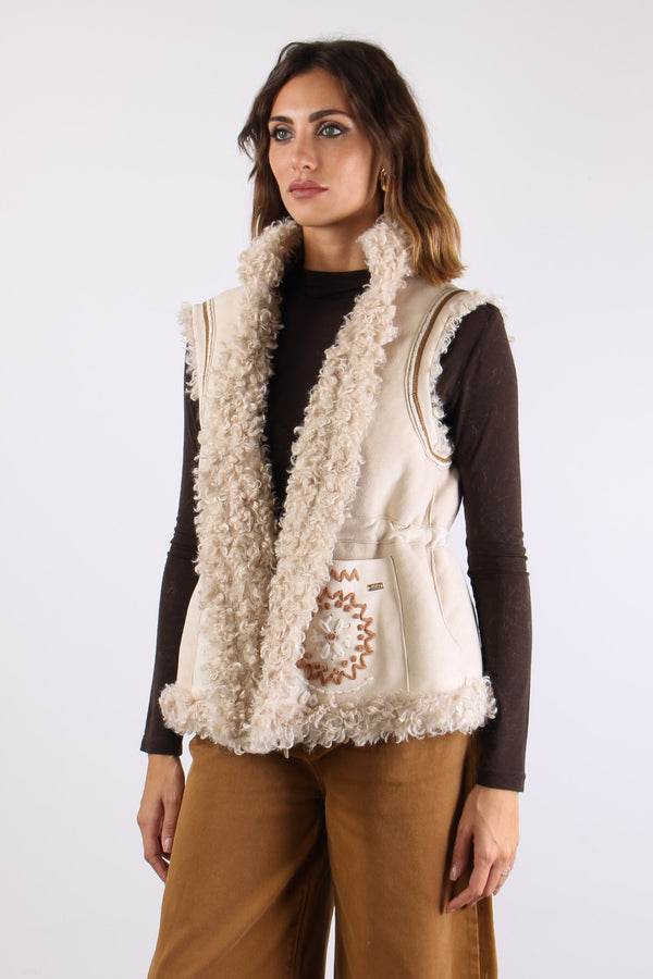 Gilet Reversibile Panna-2