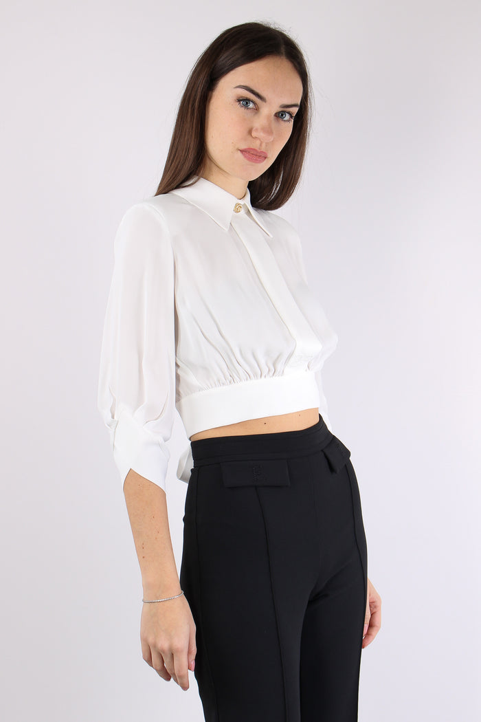Camicia Corta Logo Avorio-6