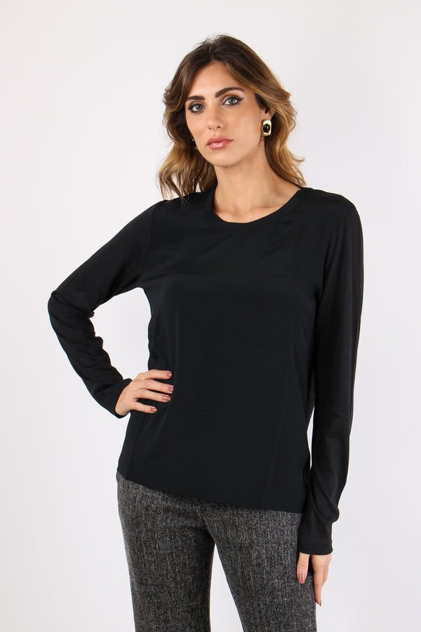Girocollo Jersey Seta Nero