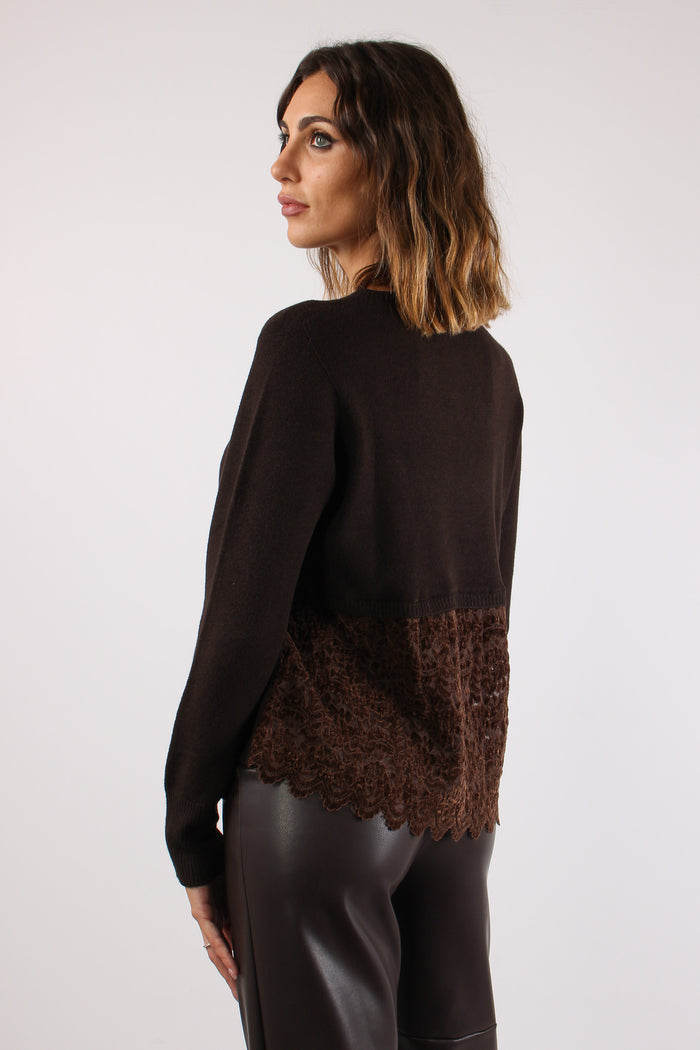 Maglia Viscosa Inserto Pizzo Moro-7